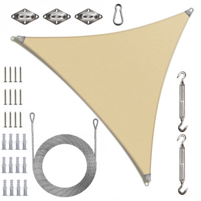 ColorTree Triangle Sun Shade Sail with Hardware Kit & Ropes – UPF50, Reinforced Corners, 260 GSM Fabric