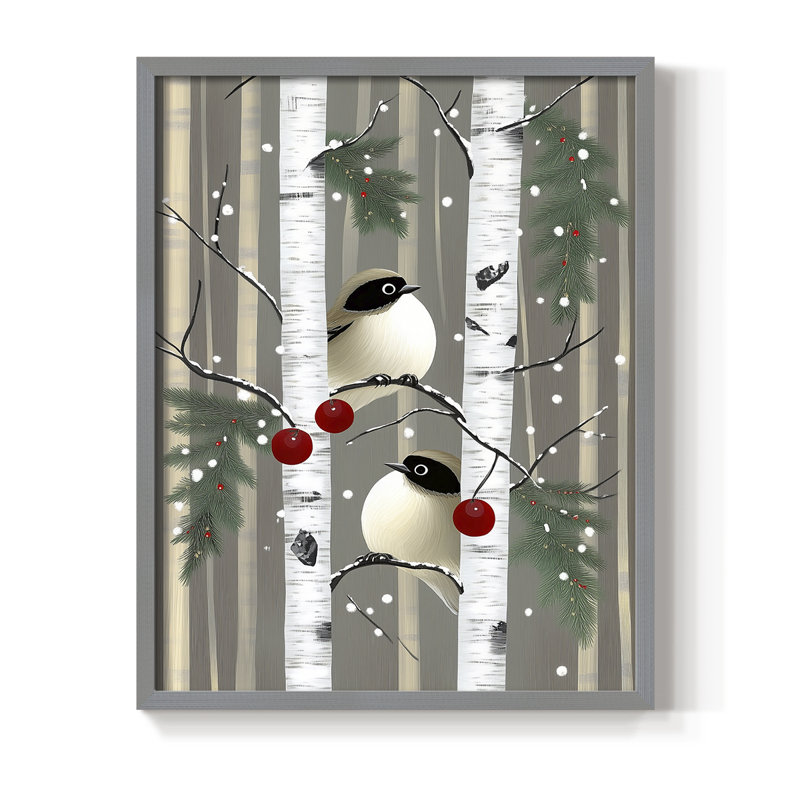 «Christmas Holiday Art C III», reproduction encadrée - bois massif, H 15 po x l 12 po, Gris