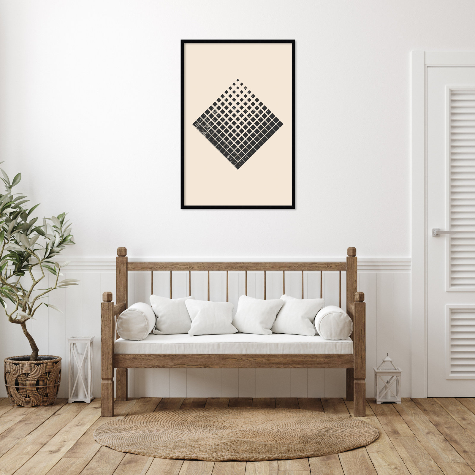 Minimal Halftone Shapes No. 3 Print, Black, 41" H x 28" W x 1" D