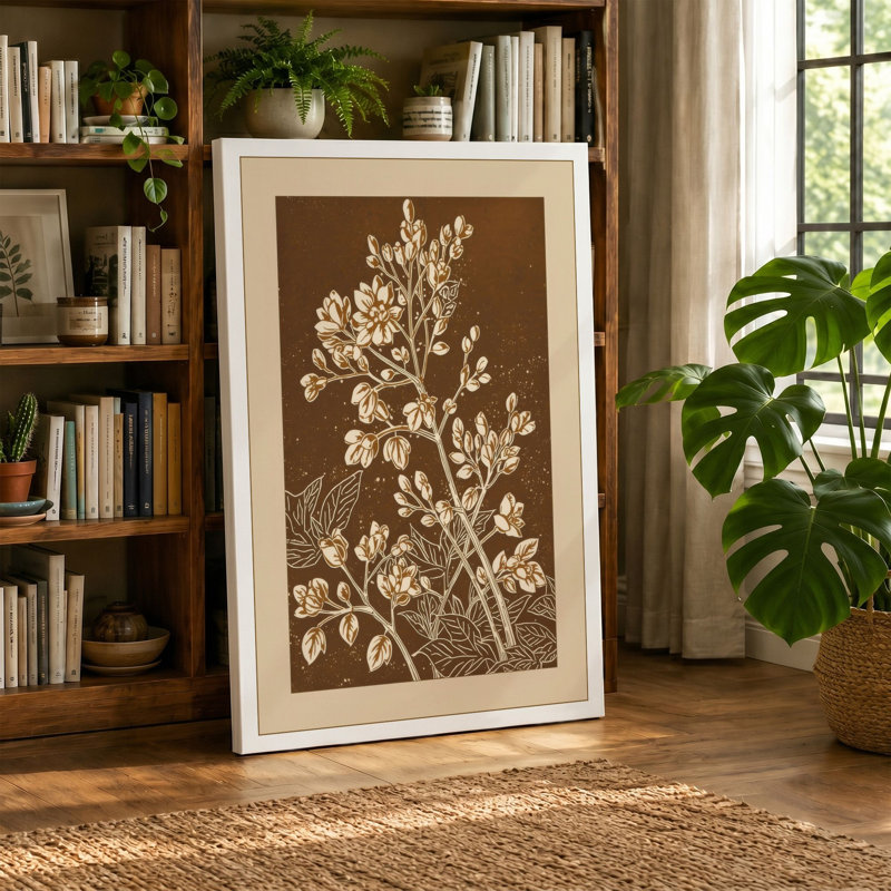 Delicate Study Botanical - Wrapped Canvas, 30x20 - 76.2 x 50.8 cm, Terracotta Border