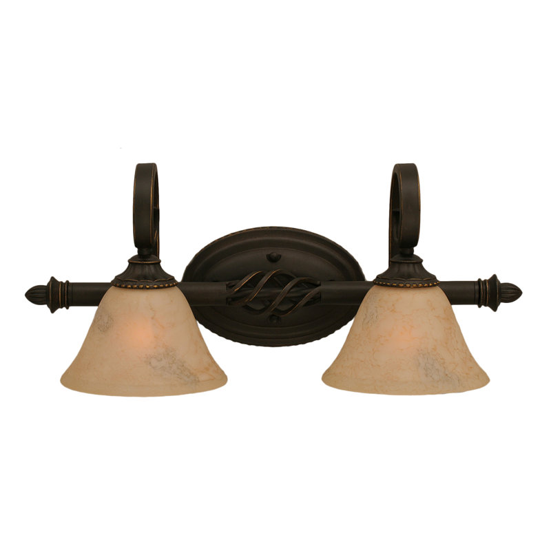 2 Light Bath Bar, Dark Granite Finish, 7″ Italian Marble Glass, Italian Marble