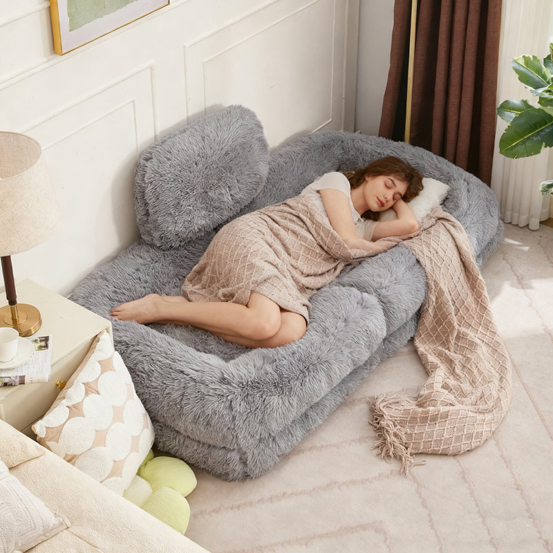 Folding Lazy Sofa Bed Floor Chair, Convertible Sleeper Chair With Pillow,Comfy Floor Sofa Lounge For Living Room Bedroom