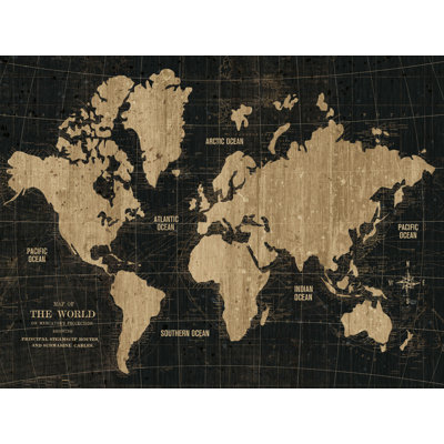 " Old World Map Black Gold " by Wild Apple Portfolio
