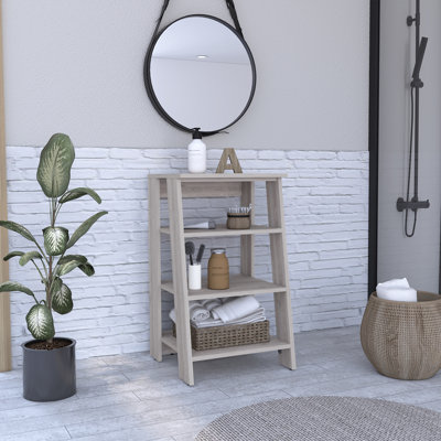 4-Tier Open Bookcase with Storage Shelves - Light Grey