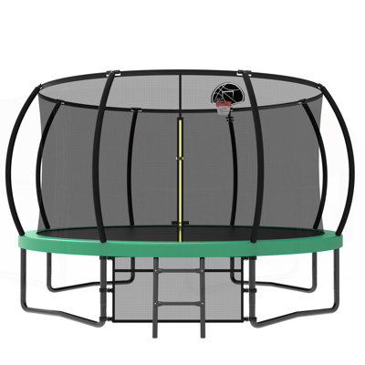 Outdoor Recreational Trampoline with Safety Features and Durable Materials for Kids and Adults
