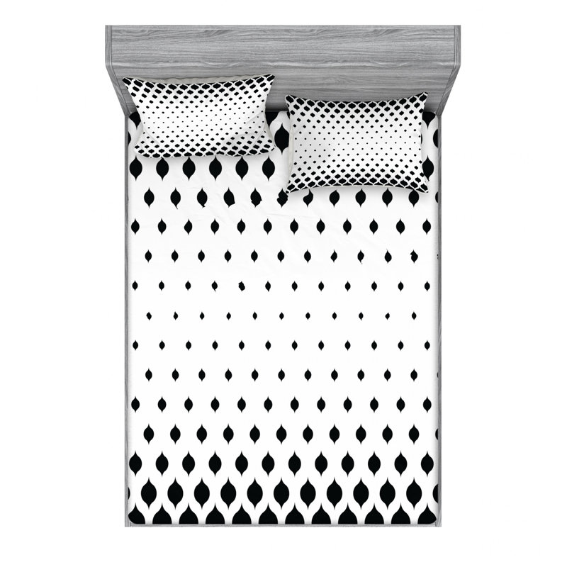 Full Black and White Microfiber Damask Sheet Set