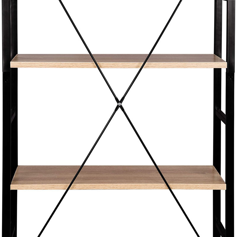 Delorian 60cm W Metal Shelving Unit, Light Wood/Black