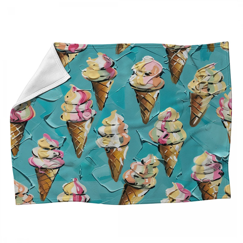 Jeté en molleton Ice Cream - Jetés de nourriture pour canapés ou lits, L 60 po x l 50 po