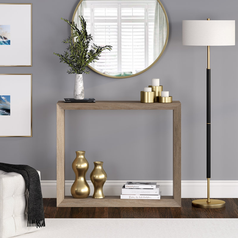 Console à cadre ouvert l 36 "avec tablette inférieure Osmond , Gris antique