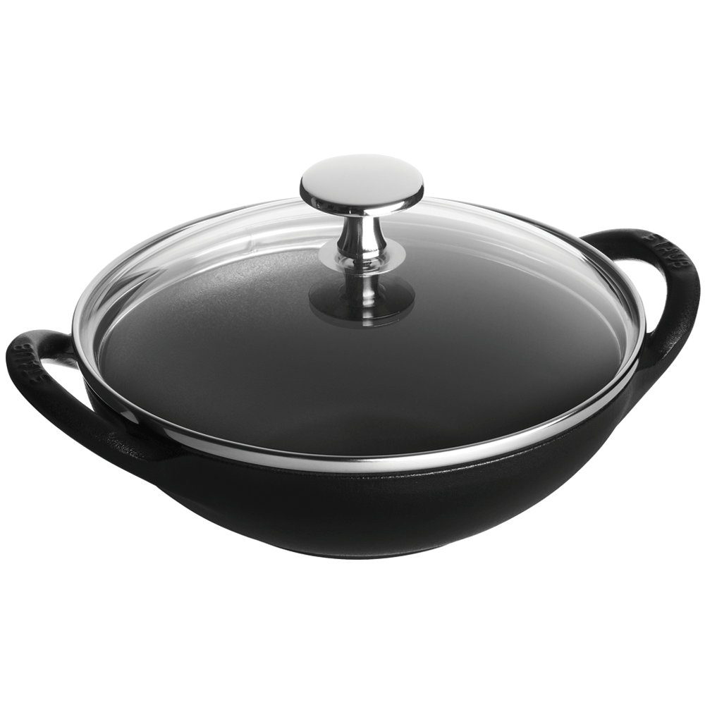 Staub Minis Cast Iron 0.5-qt Baby Wok, Black Matte