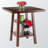 Hallatrow Dining Table in Walnut Brown Finish With 2 Shelves, 35.9" H X 33.5" W X 33.5" D