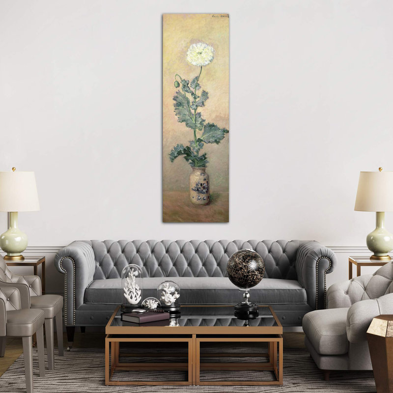 White Poppy, 1883 by Claude Monet - Floater Frame Panoramic Painting on Canvas, 152.4 cm H x 50.8 cm W x 3.175 cm D, No Frame