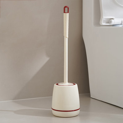 Brosse de toilette amovible à long manche avec base, outil de nettoyage en caoutchouc souple sans coins morts, rouge 19,5 x 4,7 x 4,7 po
