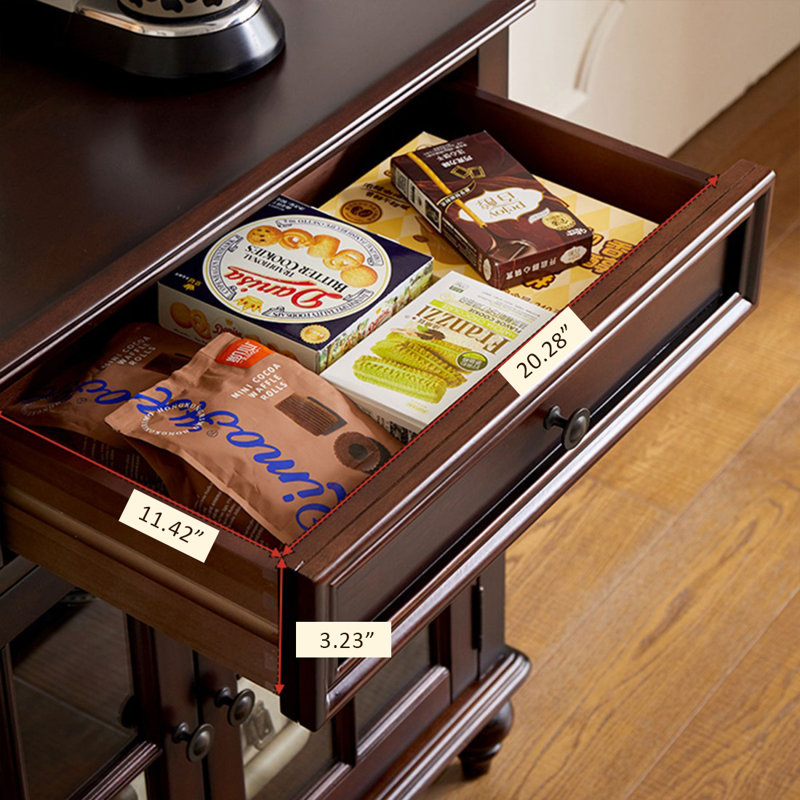 Modern Nut-Brown Solid Wood Sideboard