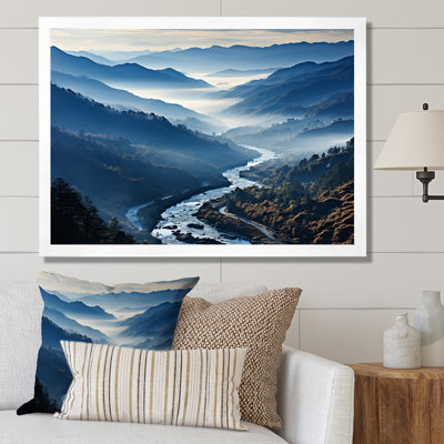 «Blue and White Mountain Majesty Panorama I - Landscape Mountains», art mural
