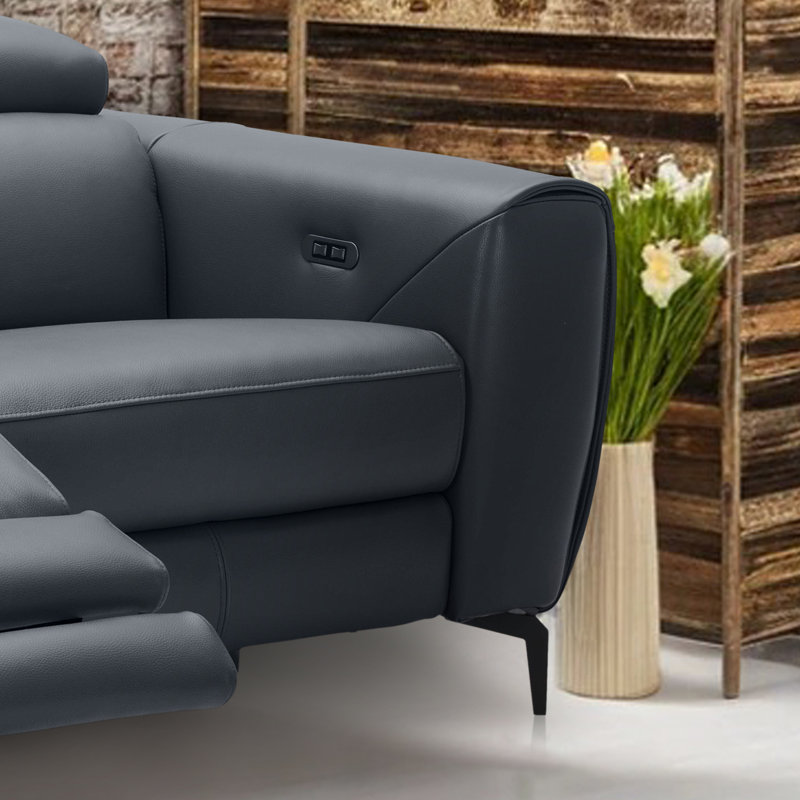 Causeuse Milan en finition caramel, Bleu gris