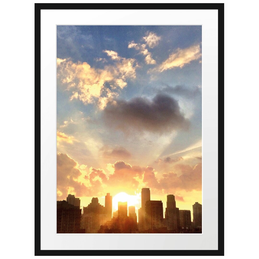 Gerahmtes Poster Chicago Skyline im Sonnenaufgang