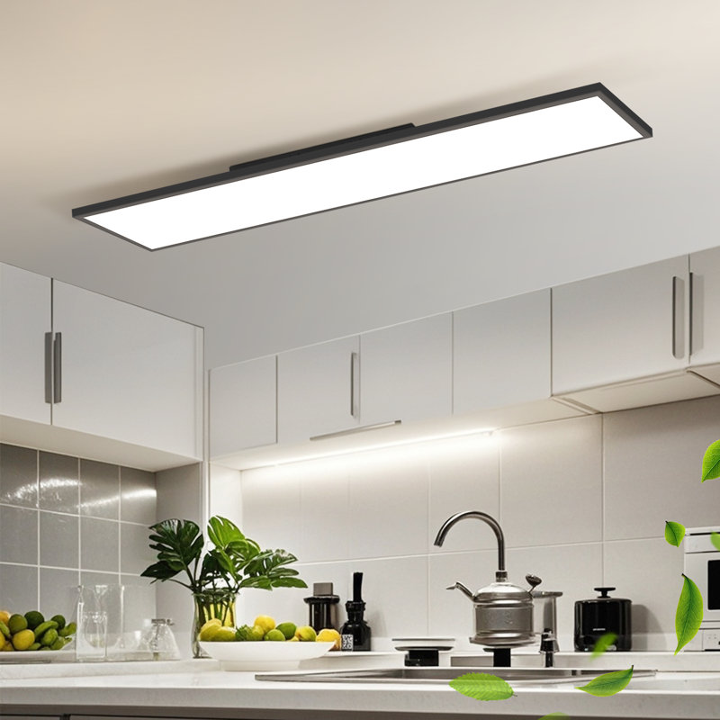 Damaj 1-Light LED Flush Mount, 30cm H x 120cm W x 5cm D, Black