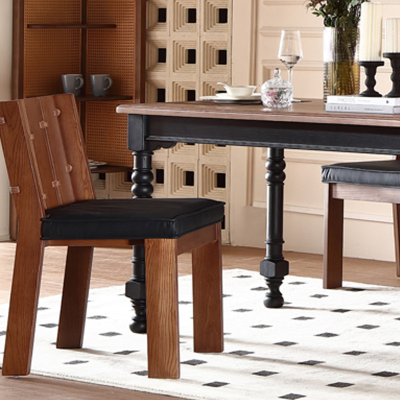 Chaise de salle à manger rétro exquise noire et brune