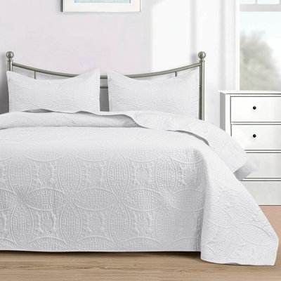 Reversible Bedspread All Season Comfort - Oversized  3 Piece Quilt Set - Lightweight Microfiber Bed Cover Quilt