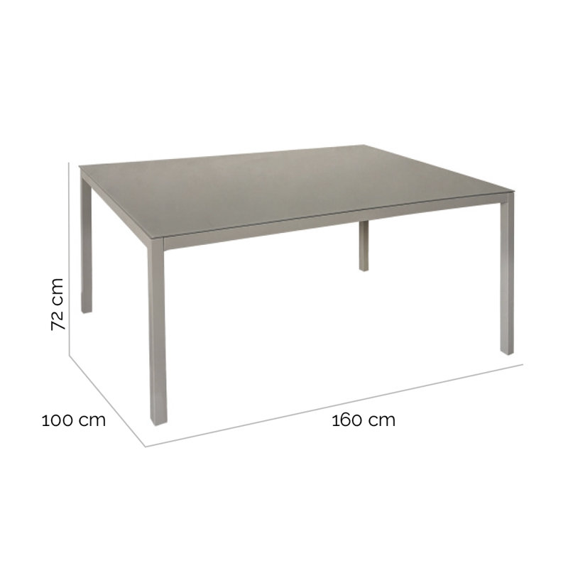 Coverty Rectangular Metal Outdoor Dining Table , cm W cm D, Grey, 72cm H x 160cm L x 100cm W
