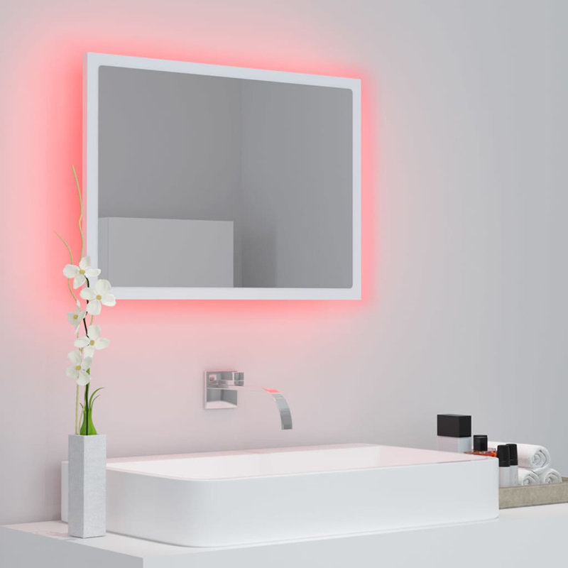 Engineered Wood Flat Wall Mirror, White, 14.57" x 23.62"