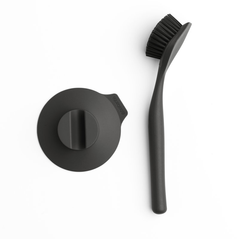 Brosse à vaisselle avec support à ventouse Brabantia, Gris foncé