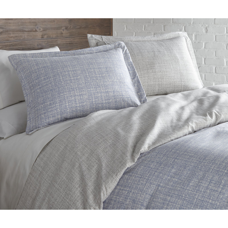 Ensemble de housse de couette réversible en maille Whittredge, Housse de couette simple / simple TG + 1 taie déc, Bleu
