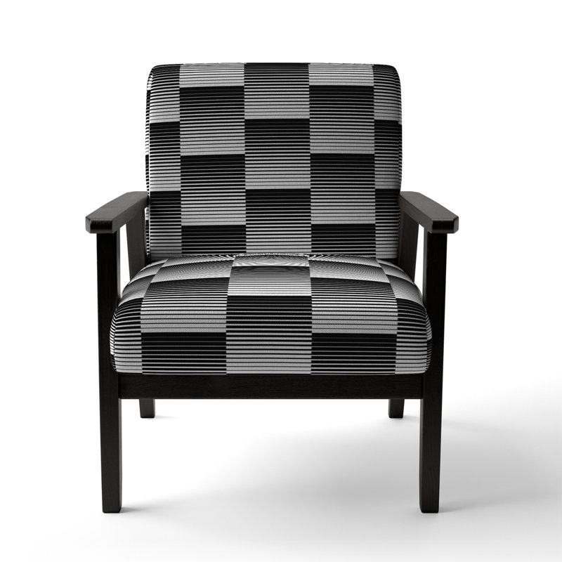 Fauteuil d'appoint rembourré à motif abstrait noir et blanc