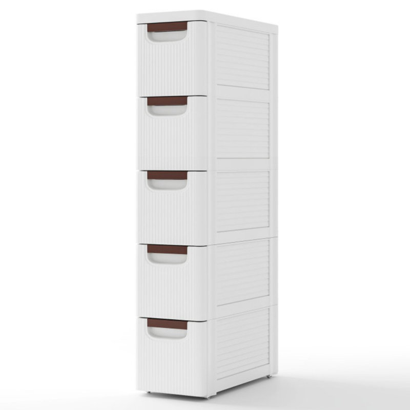 5-Drawer Rolling Organizer Unit Narrow Storage Cabinet with Built-In Wheels for Small Space