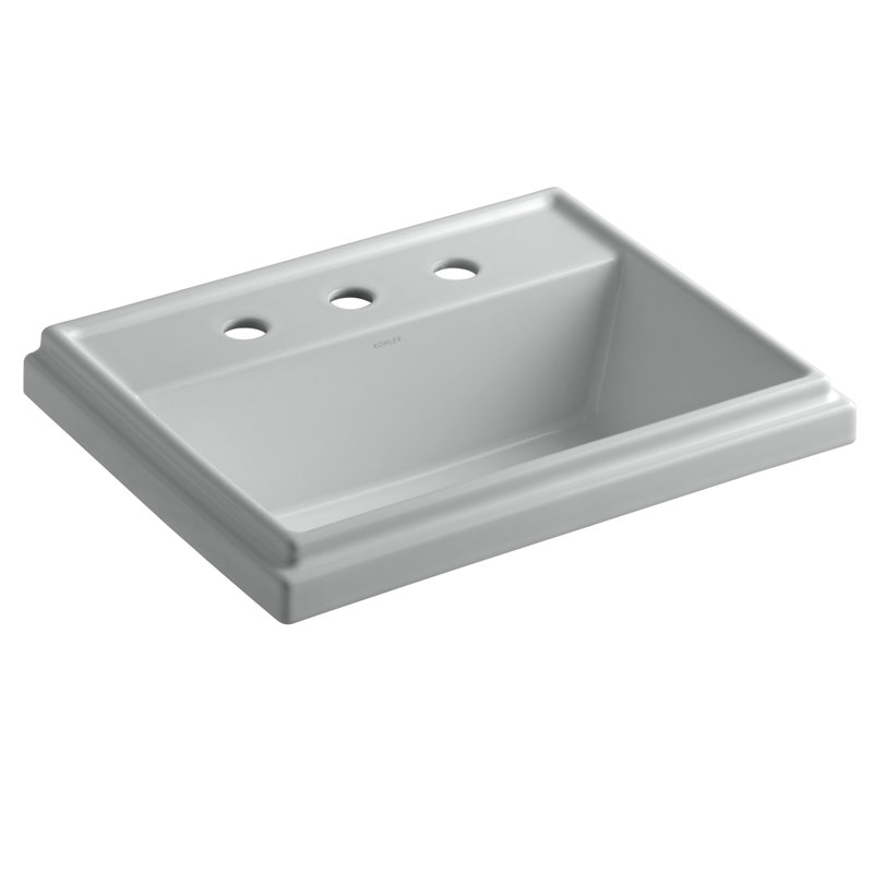 Tresham Ceramic Rectangular Drop-In Bathroom Sink with Overflow, Ice Gray, 8'' Widespread
