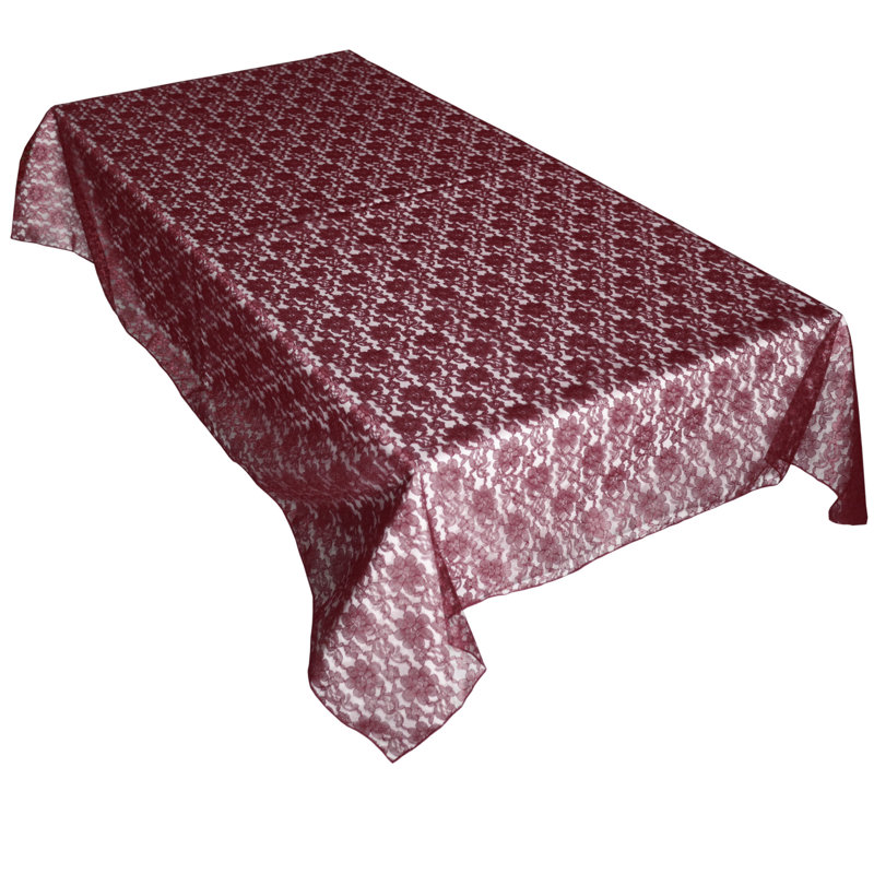 Floral Lace Overlay, 120" x 58", Burgundy