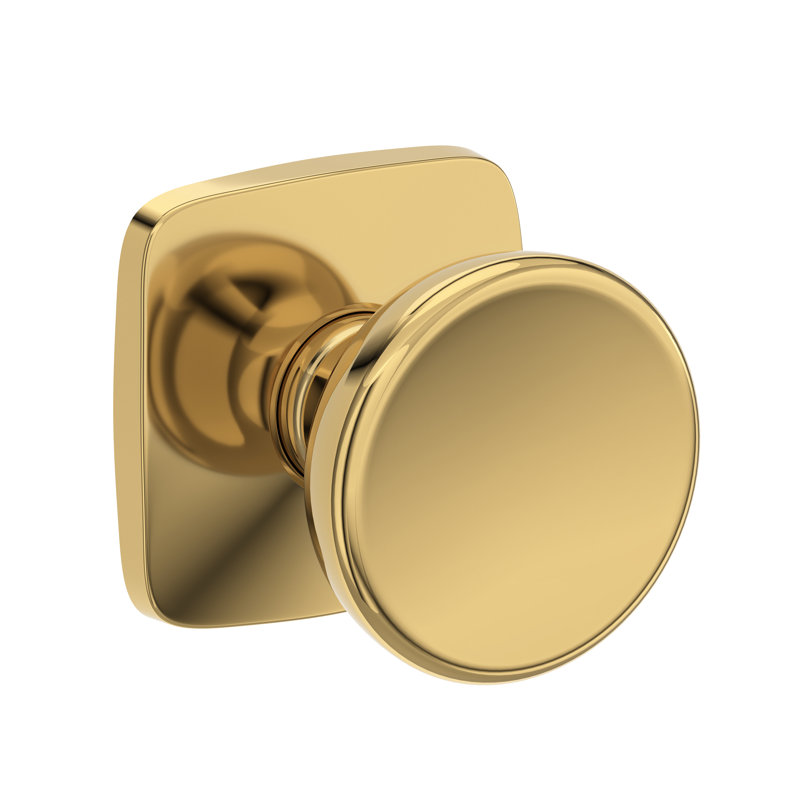Solvang Half Dummy Knob with Soft Square Rose in Lifetime (PVD) Polished Brass, Lifetime (PVD) Polished Brass