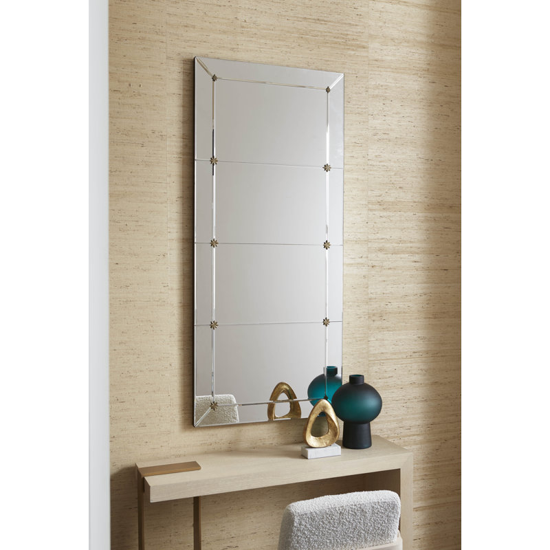 Rosette Flat Beveled Wall Mirror, 59.5" x 26.5"