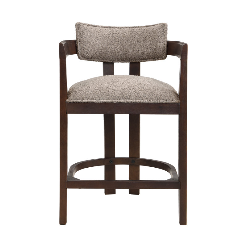 Tabourets de bar rembourrés 26 po Evesham, Siège taupe bouclé / cadre espresso