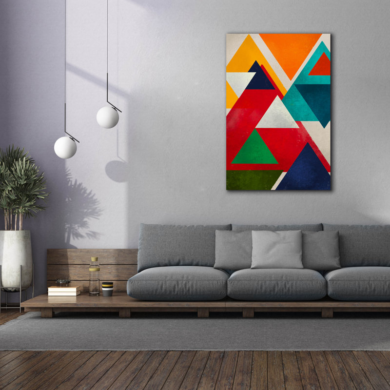 «Colorful Triangles» par Svetlana Aleynikova, art mural sur toile, H 60 po x l 40 po