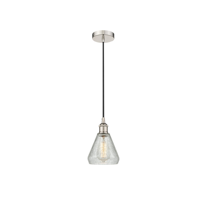 Luminaire suspendu conique à 1 lumière Petronille, Nickel poli