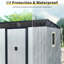 Remise d'extérieur en métal pour la pelouse, 8 pi x 6 pi, avec résistance et système de ventilation, tablette de fenêtre, commode spacieuse-124311247