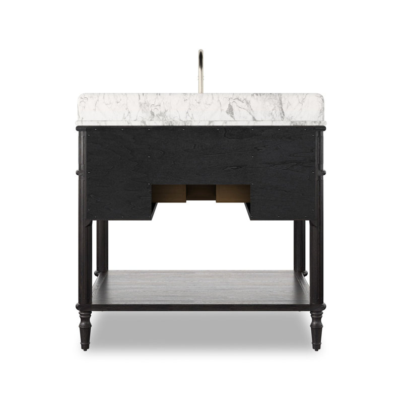 Toulouse Single Vanity-Satin Black Veneer, Satin Black Veneer