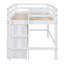 Lit mezzanine simple avec 4 tiroirs, sous l'armoire et les tablettes