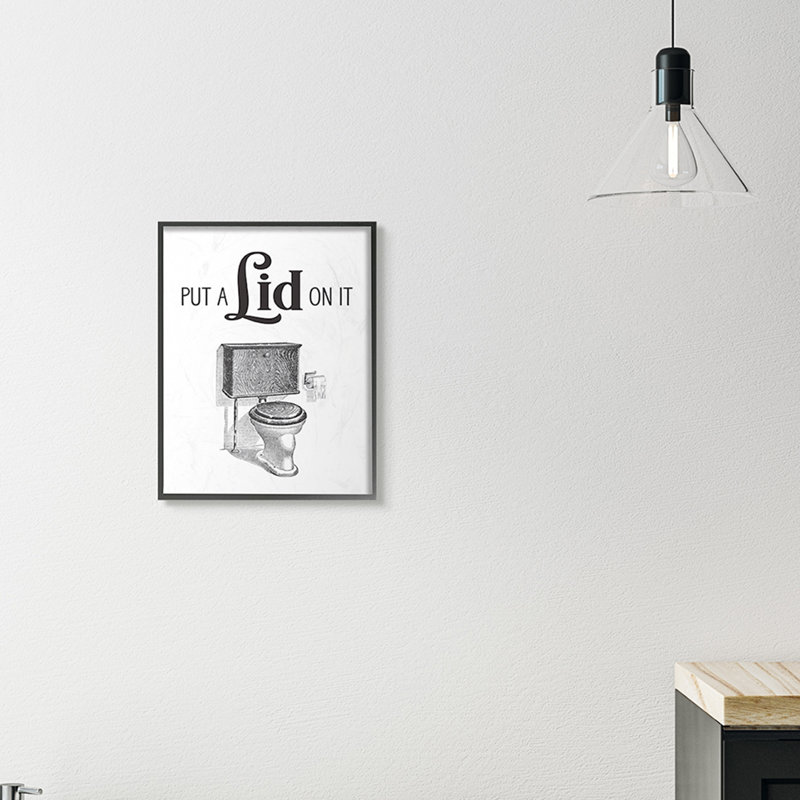 «Put A Lid On It Bathroom Bathroom Word Design», art textuel, Toile tendue, H 20 po x l 16 po