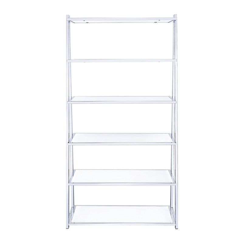 6 Fixed Shelves Rectangular Display Shelf In White And , With Open Back Panel For Stylish Display, 35.15 Product Depth, 16.39 Width, 69.61 Height Bookcase Panel, Great Showcasing Books Or