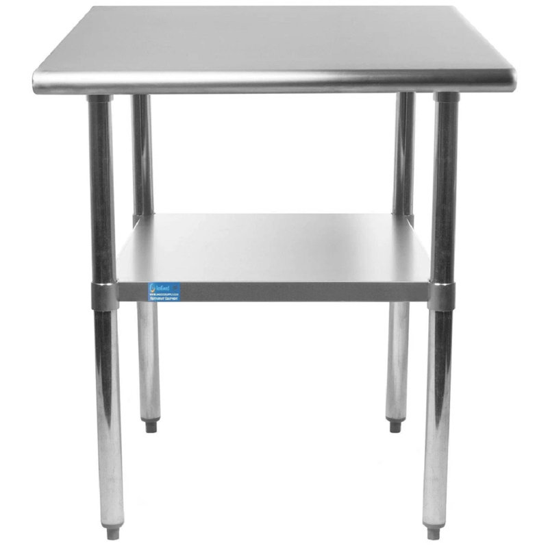Table en acier inoxydable avec tablette inférieure. Table de préparation en métal. NSF., H 35 po x l 18 po x p 24 po