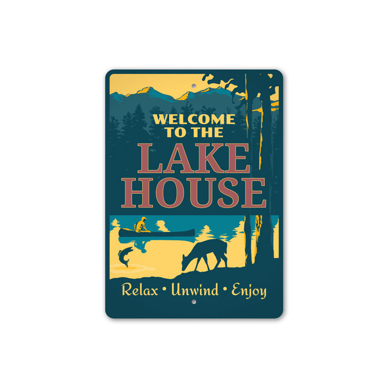 Plaque en aluminium Relax Lake House, H 18 po x l 12 po x P 0,06 po
