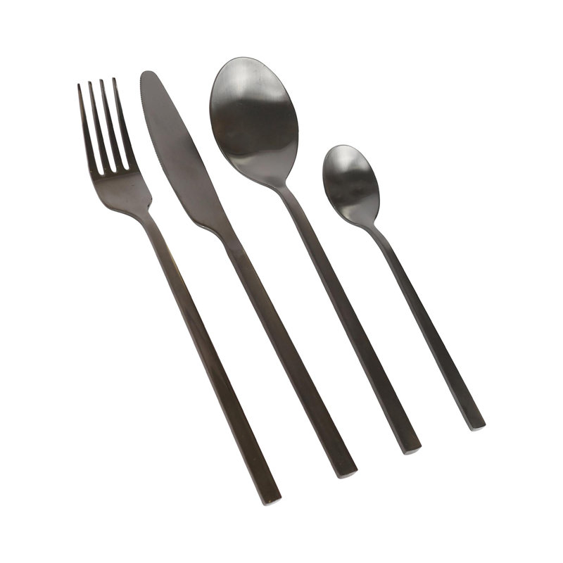 Argon Tableware Stainless Steel Cutlery Set, Black