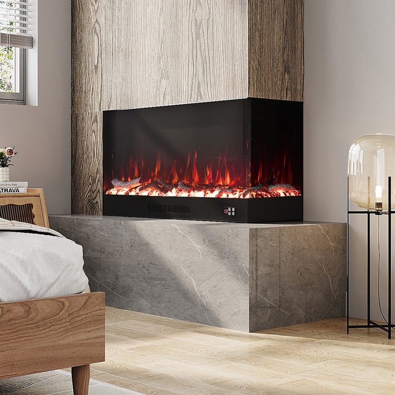 Brayden Studio 117cm W Black Electric Fireplace with 5120 BTU