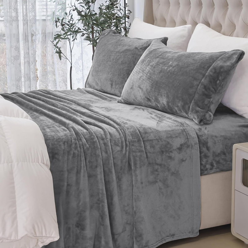 Microfiber, Queen Sheet Set + 2 Standard Pillowcases, Gray