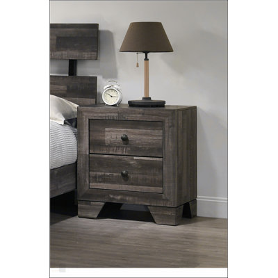 Rustic Two-Drawer Wooden Nightstand With Storage, Perfect For Adding A Touch Of Elegance To Your Bedroom