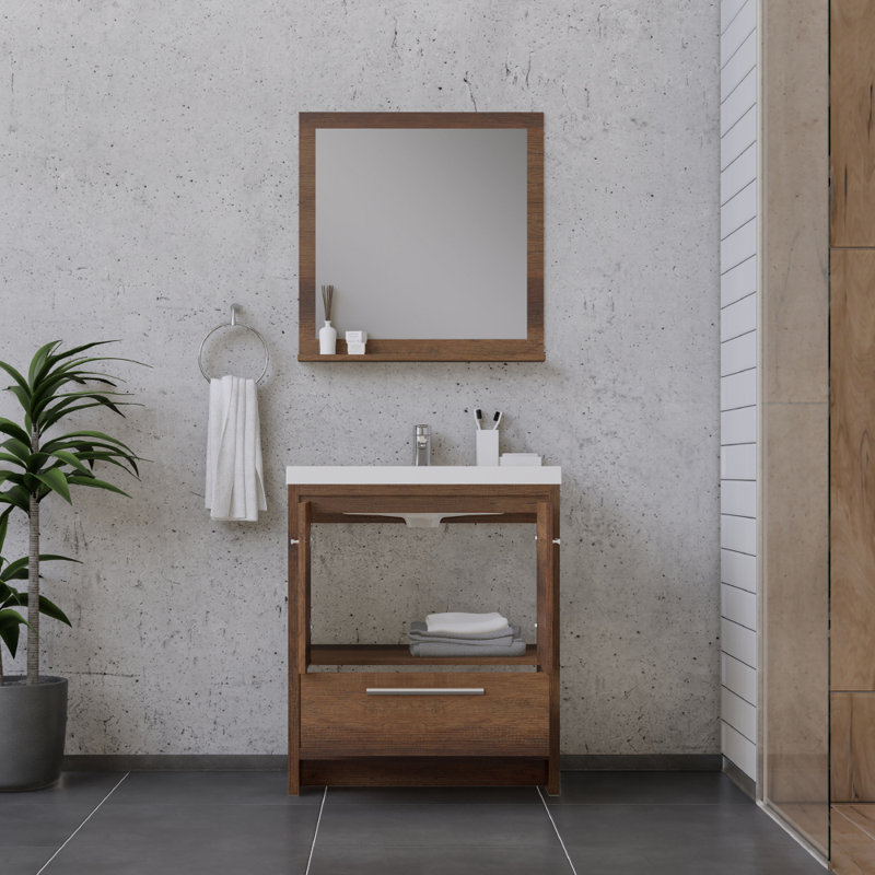 Ensemble de meuble-lavabo simple 30 po Feike, Brun