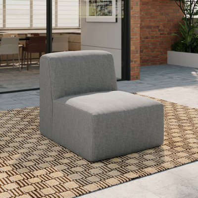 Patio Linen Armless Sofa, Outdoor Patio Single Sofa with Cushions